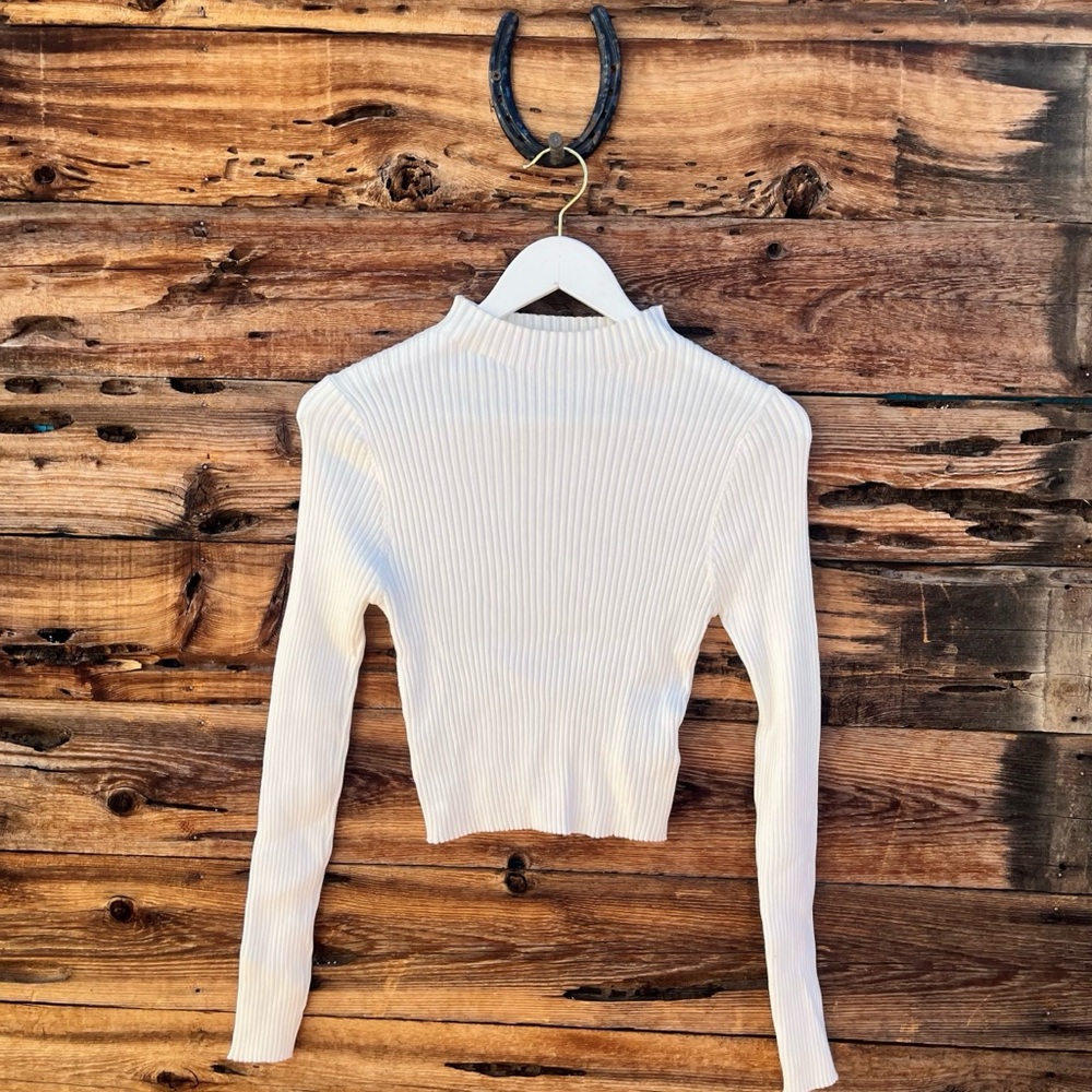 SHEIN | Ribbed Cowl Neck Cropped Long Sleeve Junior XL